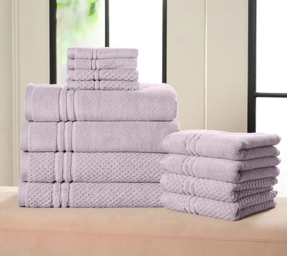 12-Piece 100% Cotton Bath Towel Set Solid and Textured Towels
