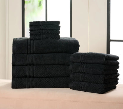 12-Piece 100% Cotton Bath Towel Set Solid and Textured Towels